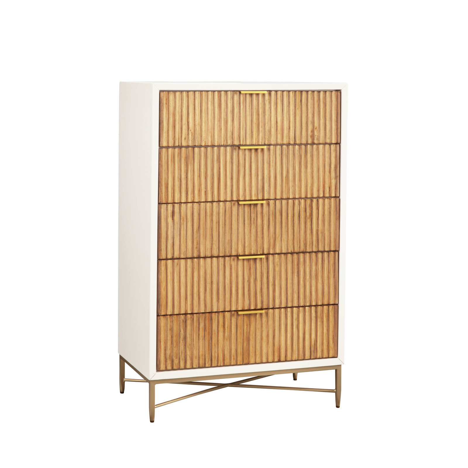 Baryal 30" W 5-Drawer Fluted Wood Chest, White