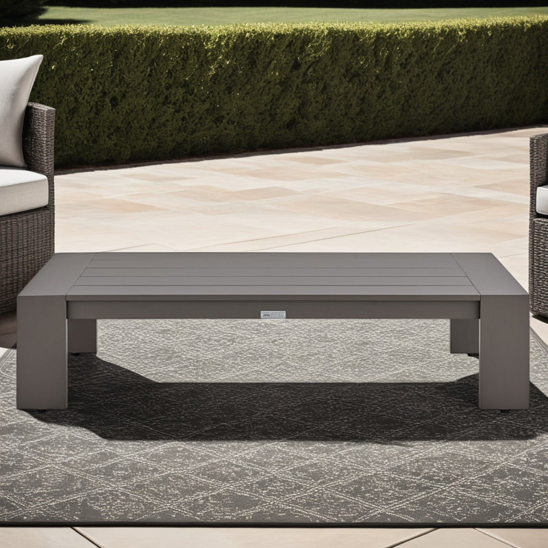 Koda Brown Aluminum Rectangular Outdoor Coffee Table