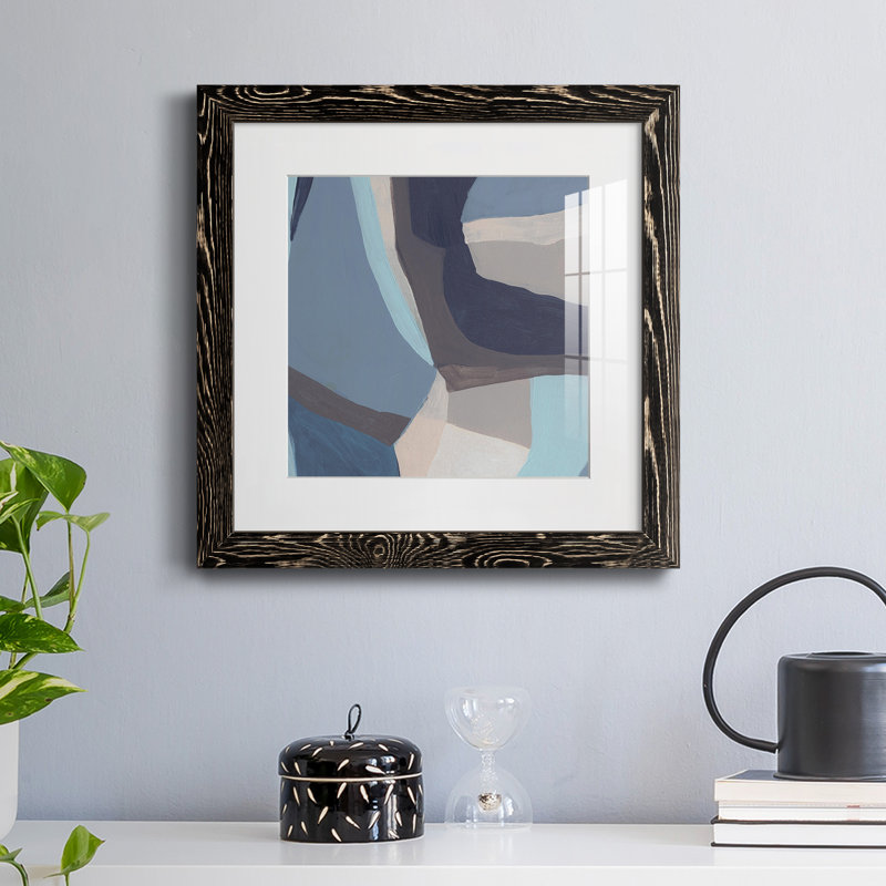 «Blue Chrysalis I-Premium», reproduction encadrée prête à être accrochée, Papier encadré noir vieilli, Blanc