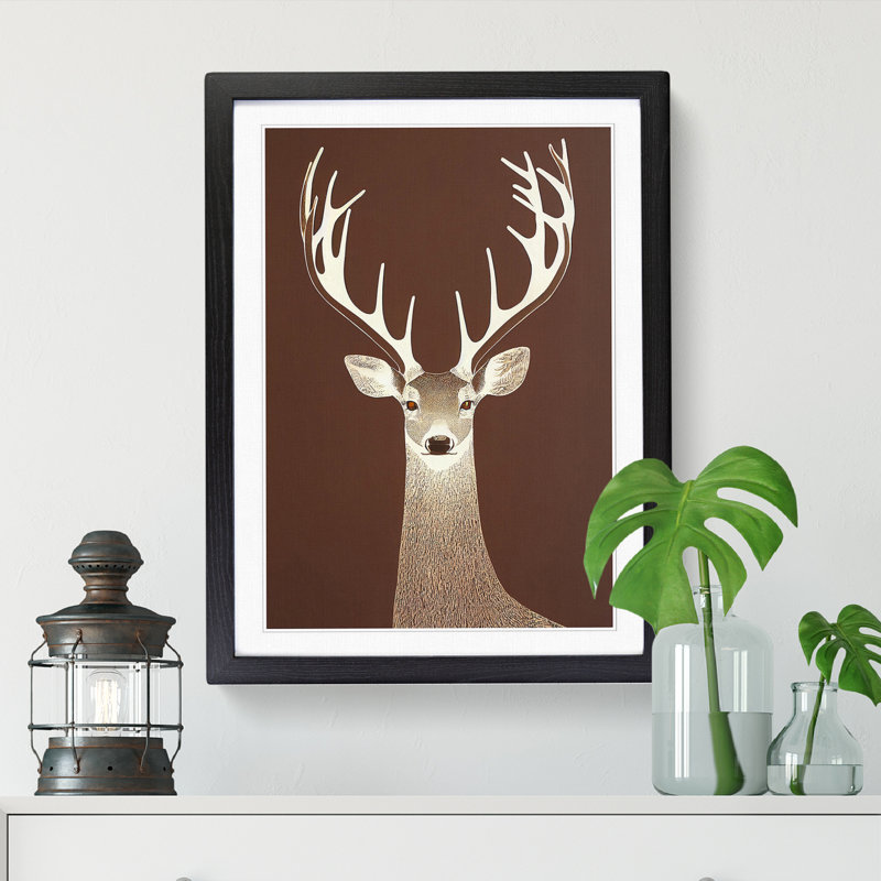 Turgeon Deer - Single Picture Frame Print, 46" H x 34" W, Brown