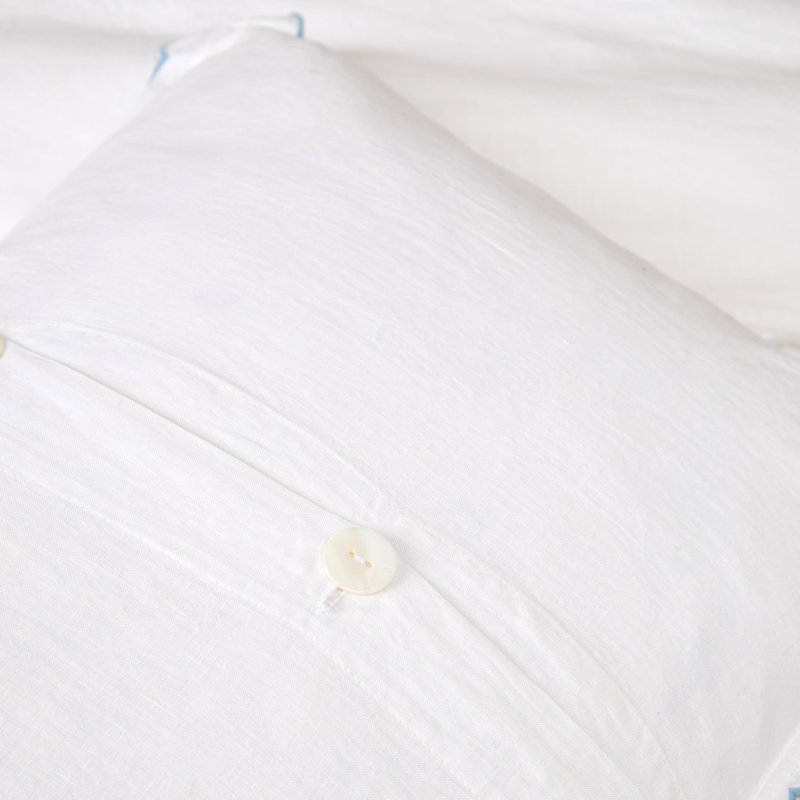 Kelly Linen Sham, White/French Blue, Standard