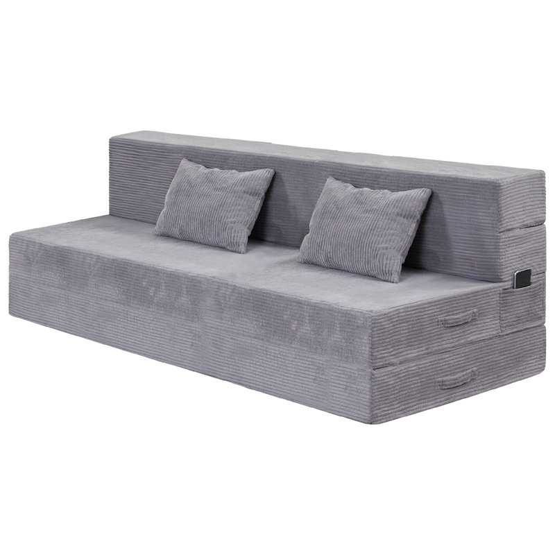 Convertible Futon Sofa Chair, Light Gray