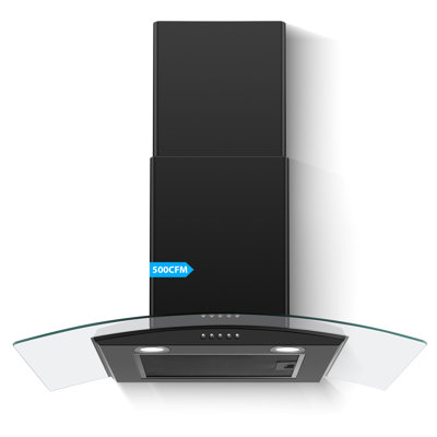 SNDOAS 30" Stainless Steel 500 CFM Convertible Wall Range Hood with Mesh Filter and LED Lights