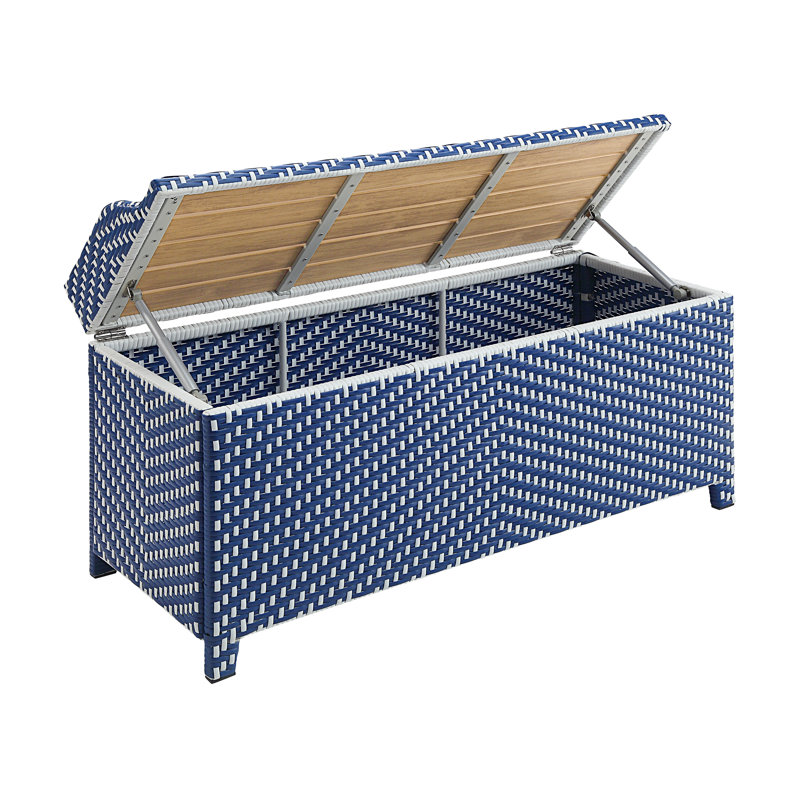 Banc de rangement en osier Angelah Tides, Bleu