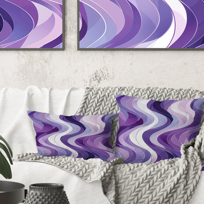 Coussin lombaire mauve et blanc Midcentury Waves