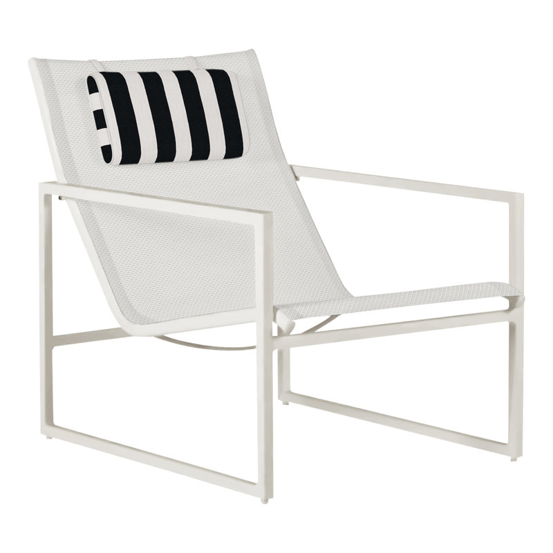 Serenata Wrought Outdoor Sling Easy Lounge Chair, Welt, Chalk/White Sling, Verona Fossil