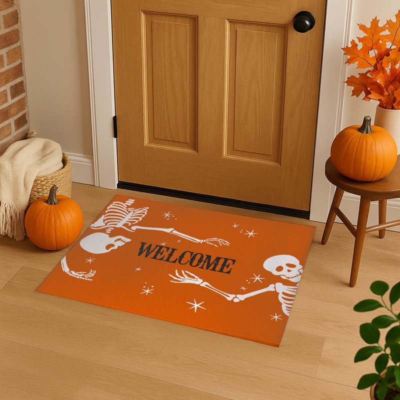 Tapis d'entrée antidérapant Skeleton, Orange, L 60 po x L 84 po
