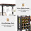 Taneytown 5-Tier Freestanding Floor Wine Rack with Glass Holder & Wine Storage Rustic Brown/Black