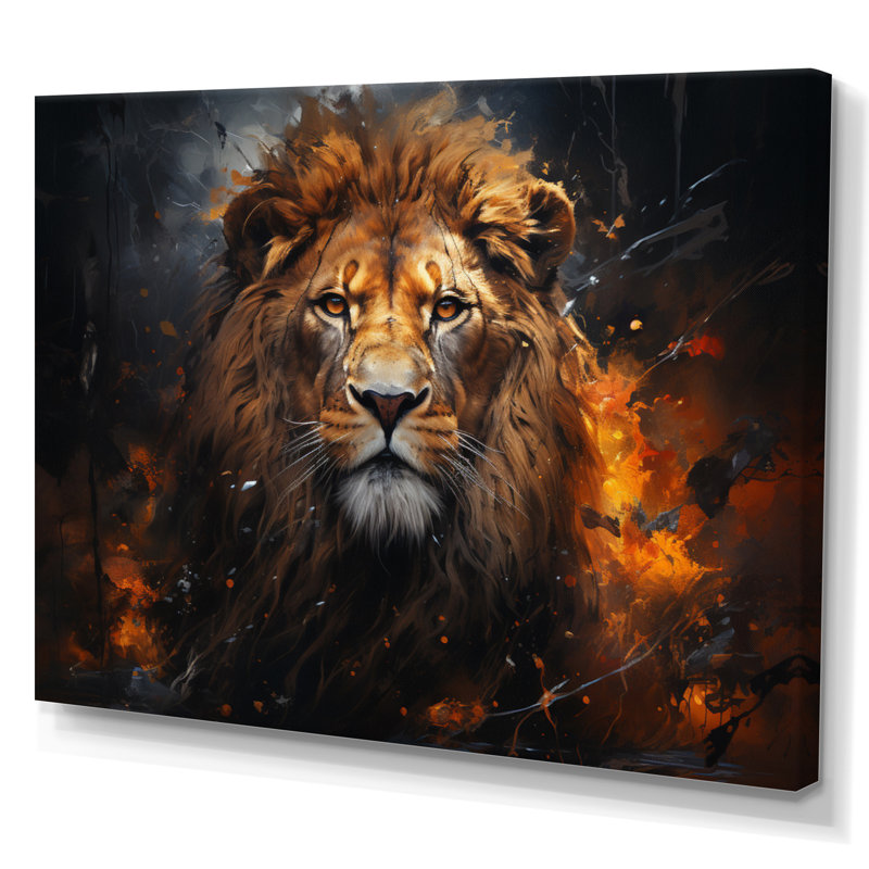 Photographie de lion avec II, H 34 po x l 44 po x P 1,5 po, Toile tendue