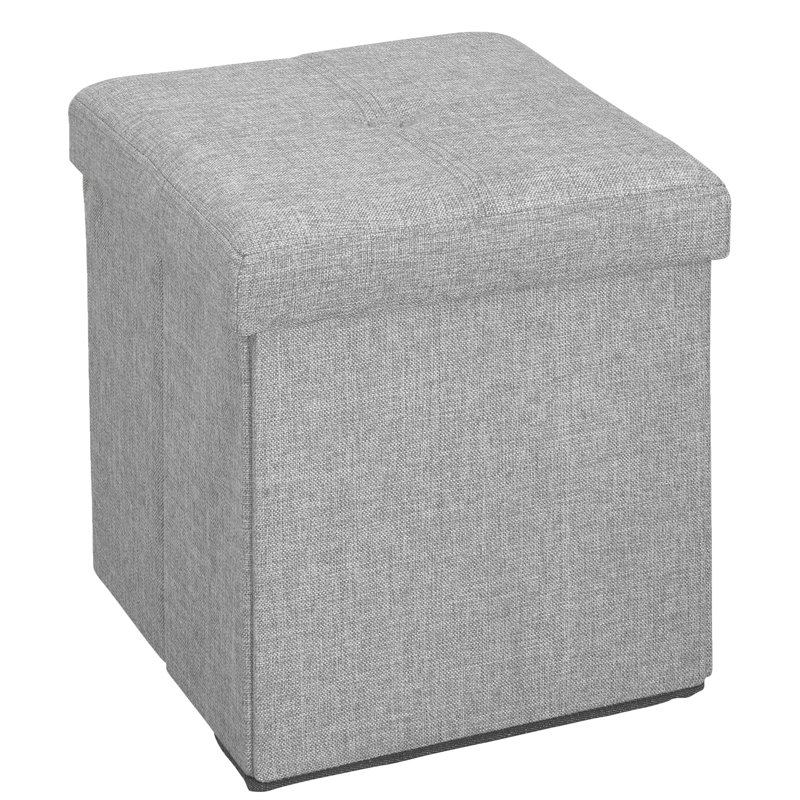 Besmir Faux Leather Ottoman, Grey Faux Leather