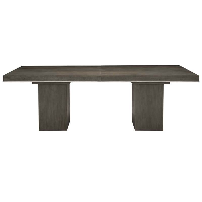 Linea Solid Wood Dining Table, Cerused Charcoal