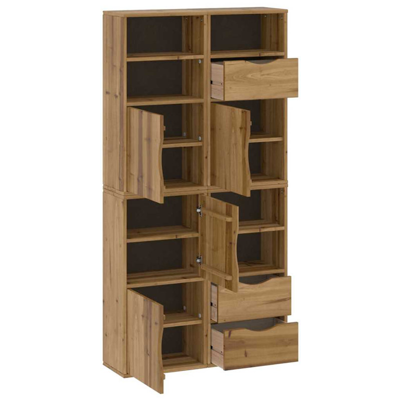 Side Cabinets 4 Pcs "ODDA" 40X24x79 Cm Solid Wood Pine, Natural