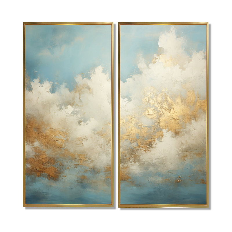 Décoration murale beige or Minimalisme nuages III - Beige, H 32 po x l 32 po, Reproduction encadrée sans passe-partout, Doré
