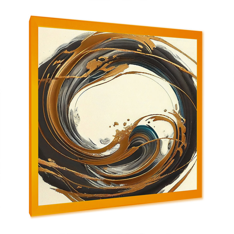 Gold Glamour Circle I - Impression sur toile, Cadre photo doré, H 16 po x l 16 po x P 1 po