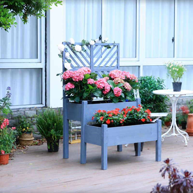 Lit de jardin surélevé en bois, Gris