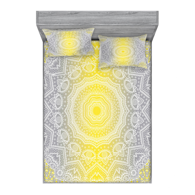 Microfiber Geometric Sheet Set, Queen, Yellow/Geometric