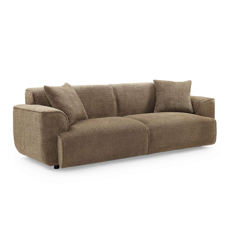 Wallas 231.1Cm Round Arms Sofa, Camel Boucle