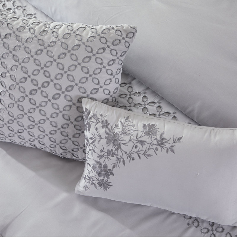 Modern Threads 5 Piece Embroidered Comforter Set Kensington, King Comforter + 2 Shams + 2 Throw Pillows