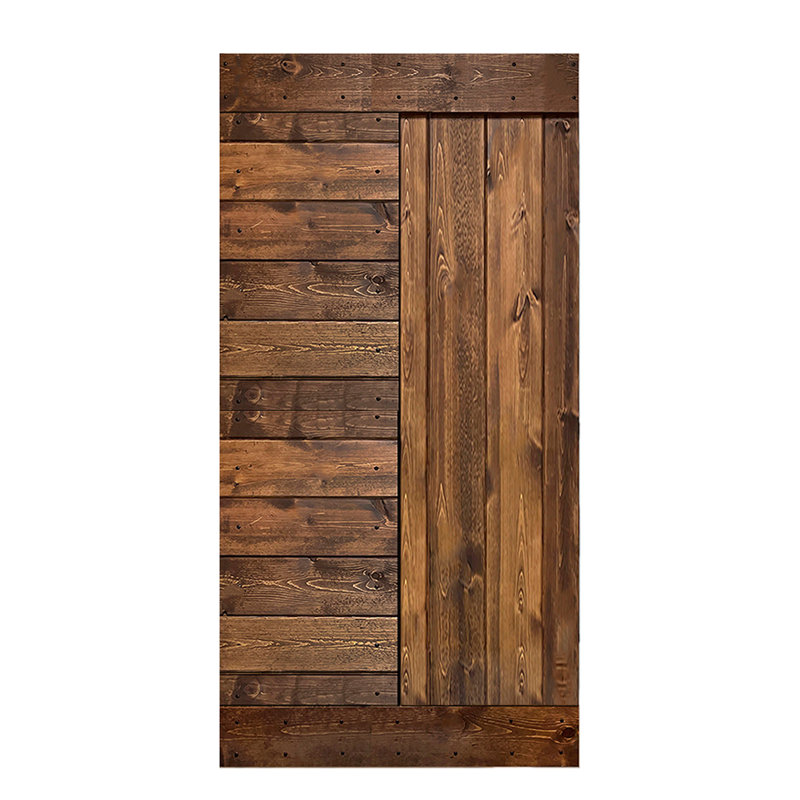 Gray Solid Wood Multipanel Modern Barn Door Slab