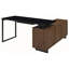 Bureau de direction en L avec crédence de rangement l 60 x P 60 en noyer brun et noir