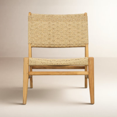 Mable Outdoor Teak Upholstered Occasional Chair, Natural