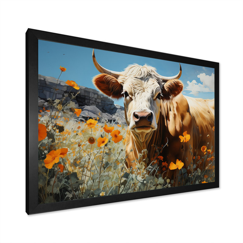 «Cow Meadow Serenity», reproduction sur toile, H 30 po x l 40 po x P 1,5 po, Cadre photo noir