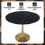  Table de salle à manger 35 "Bristol avec plateau en pierre frittée et base en acier inoxydable doré - 4 à 6 personnes pour la cuisine et la salle à manger Bristol-134529090-128504184