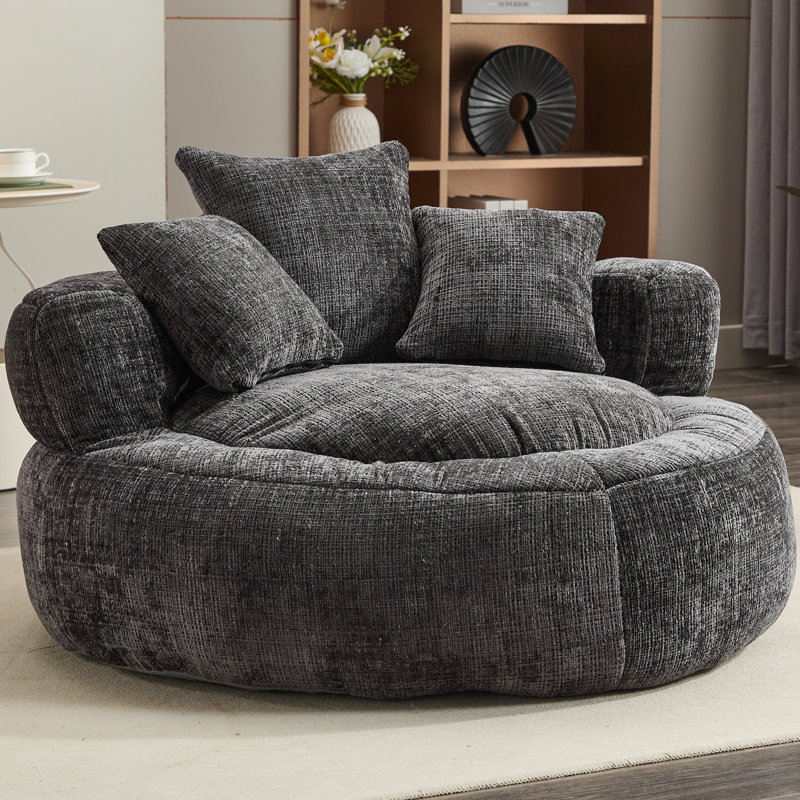 Corduroy Lazy Sofa Bean Bag – Compressed Pack Floor Leisure Chair, Black