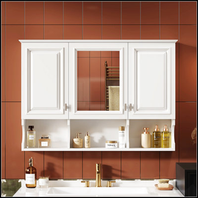 Armoire à pharmacie murale de 41 pouces avec tablettes réglables et rangement ouvert, idéale pour l'organisation de la salle de bain