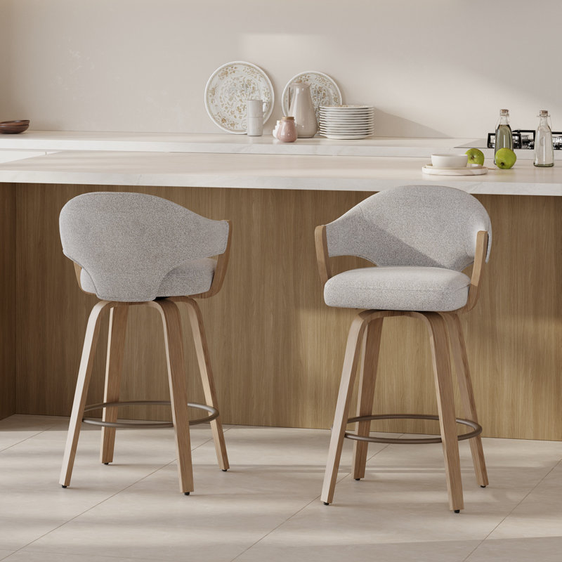Tabouret de bar rotatif 26 po Mid-Century, Gris