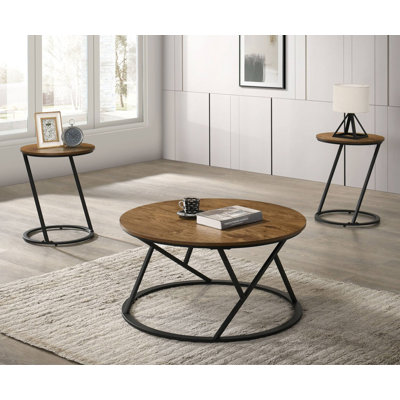 34" W Contemporary 3 Pc. Table Set, Natural, Natural