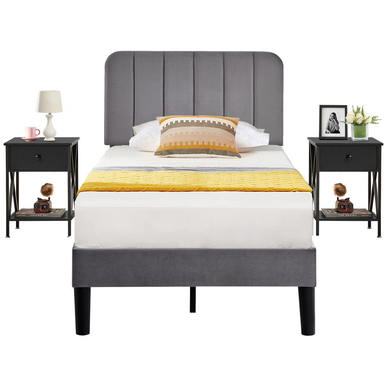 Steel Piece Bedroom Set, Black, Twin
