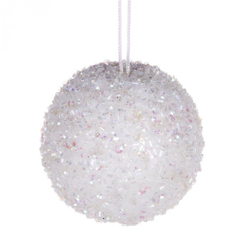 6.5cm Bauble, Iridescent White