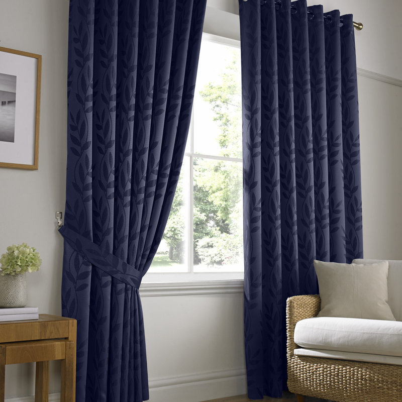 Becquere Tivoli Eyelet Ring Top Curtains, Width 167 x Drop 137 cm, Navy