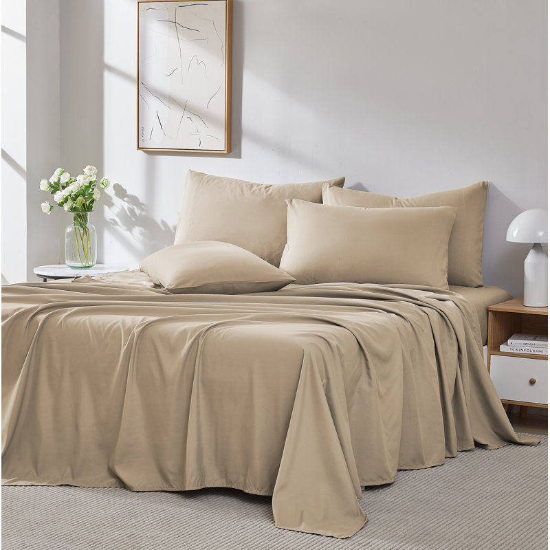 Southshore Fine Linens Vilano Springs Extra Deep Pocket 6-Piece Sheet Set, Ultra Soft Double-Brushed 110 GSM Microfiber Bedding, 21-Inch Deep Pocket, 4 Pillowcases, California King, Taupe