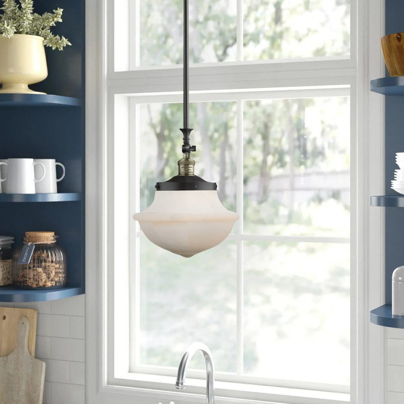 Baptiste 1 - Light Single Pendant, Black Antique Brass, No Bulb Included, Matte White