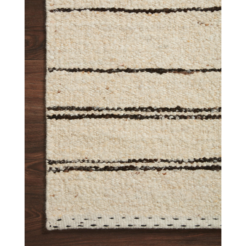 Roman Wool Area Rug in Beige/Black, Rectangle 2' x 3'