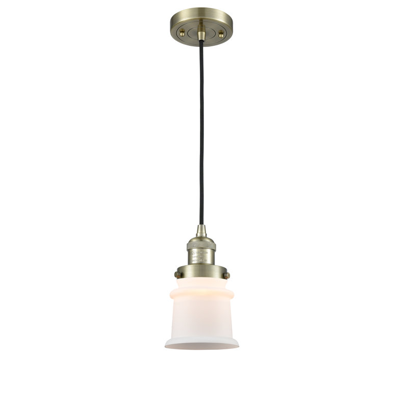 Luminaire suspendu en forme de cloche à 1 lumière Alexandira, Laiton antique, Ampoule non incluse, Blanc mat