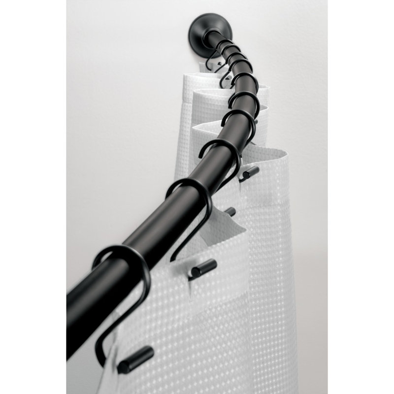 Adjustable Brushed Silver Curved Shower Curtain Rod