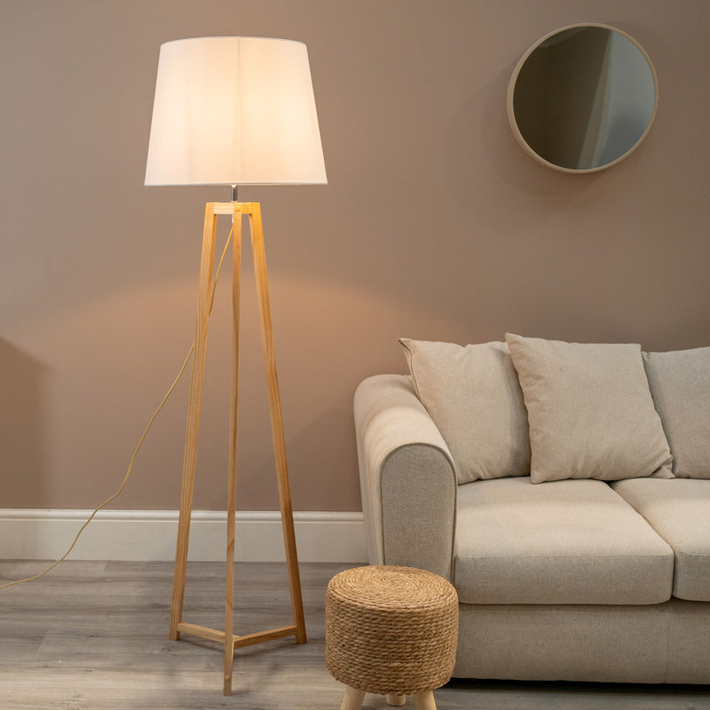 Rhavyn 158cm Natural Traditional Floor Lamp, White