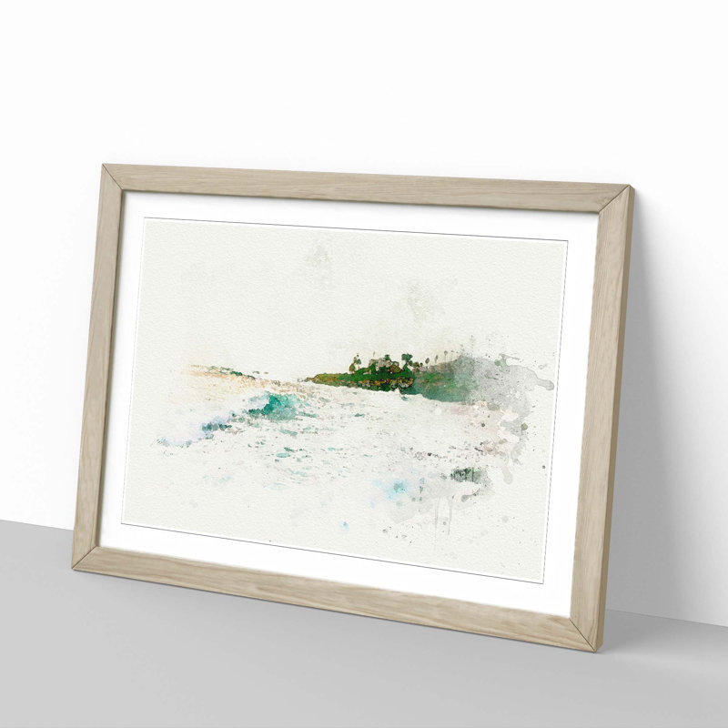 San Diego Seascape in Abstract - Picture Frame Graphic Art Print, 60cm H x 91cm W x 2cm D, Oak