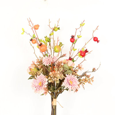 Arrangement floral de marguerites artificielles de 24 po pour remplissage de vase, branche de fruits de grenade rustique longue tige pour centres de table de salle à manger, décoration de fête de l'Action de grâce