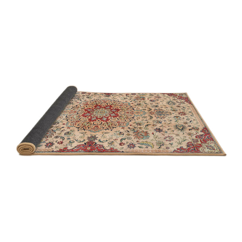Tapis beige/rouge traditionnel Philomene, Rond 4 pi