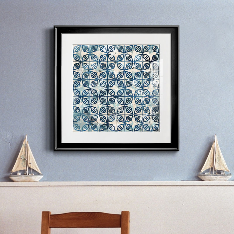 «Tile-Dye IV», reproduction encadrée de qualité supérieure - prête à être suspendue, H 30,5 po x l 30,5 po x P 1,5 po, Blanc