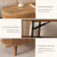 Table basse 38,7 pouces à dessus ovale en noyer avec rangement caché, table centrale cannelée en bois pour le salon et le bureau