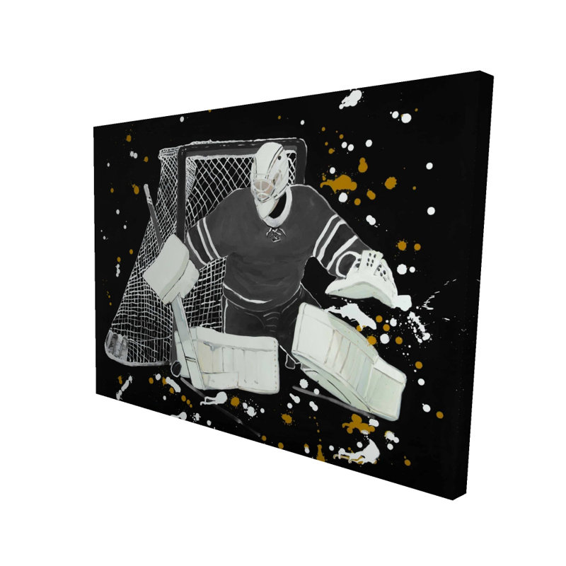 Toile de gardien de but de hockey - décor de sport noir pour la maison