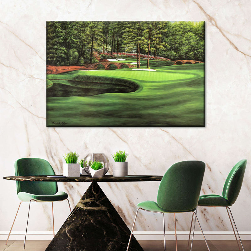 Golf abstraite, mort sur toile, H 20 po x l 30 po x P 1,25 po