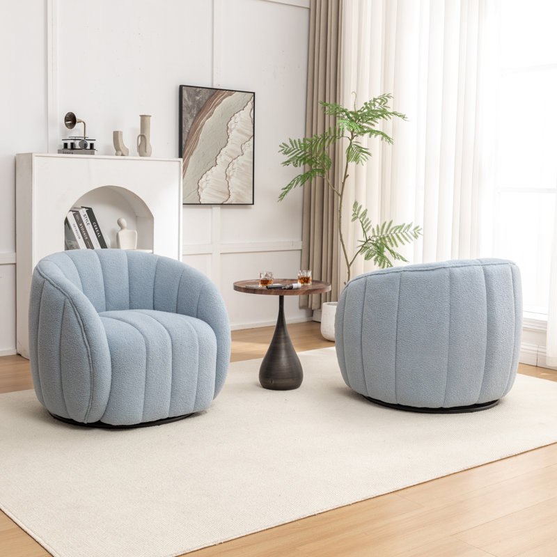 Fauteuil demi-tonneau pivotant, Mélange de polyester bleu