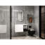 Meuble-lavabo 36 po blanc brillant avec 1/2 porte en verre gris, fonction de fermeture en douceur, contreplaqué à personnaliser - lavabo non inclus 2 portes modernes, meuble-lavabo, demi-porte