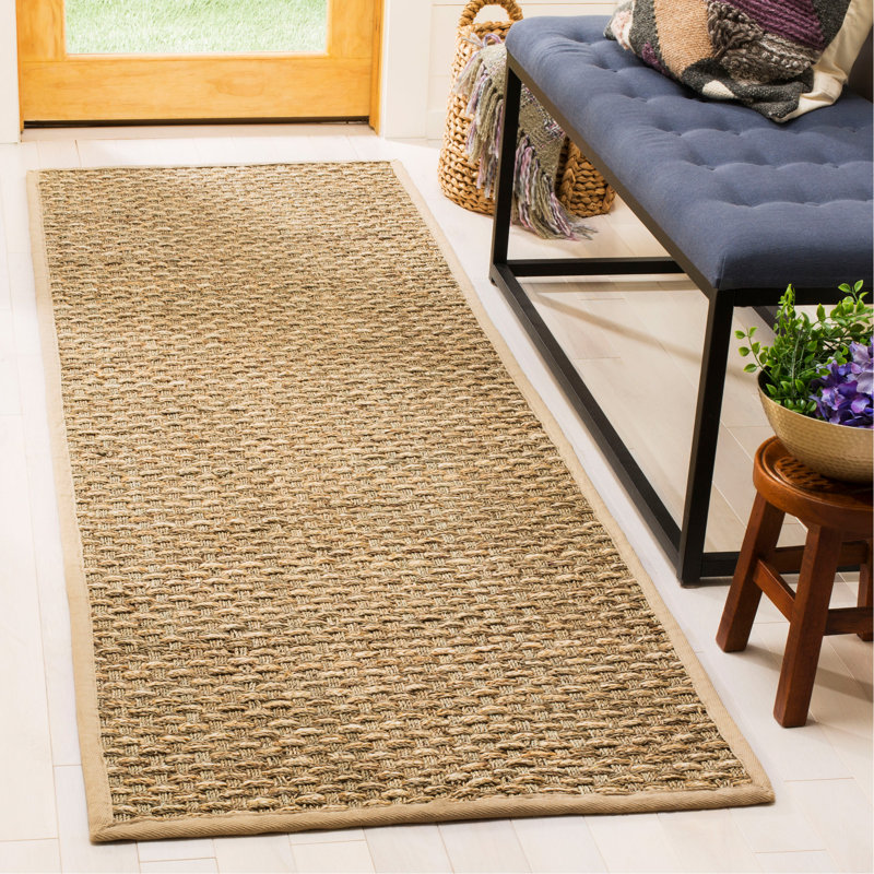 Chagoya Seagrass Solid Color Rug, Runner 2'6" x 8'